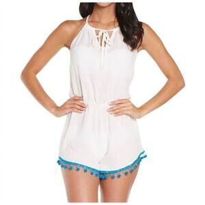 NEW BEACH HABITAT pom pom romper in white